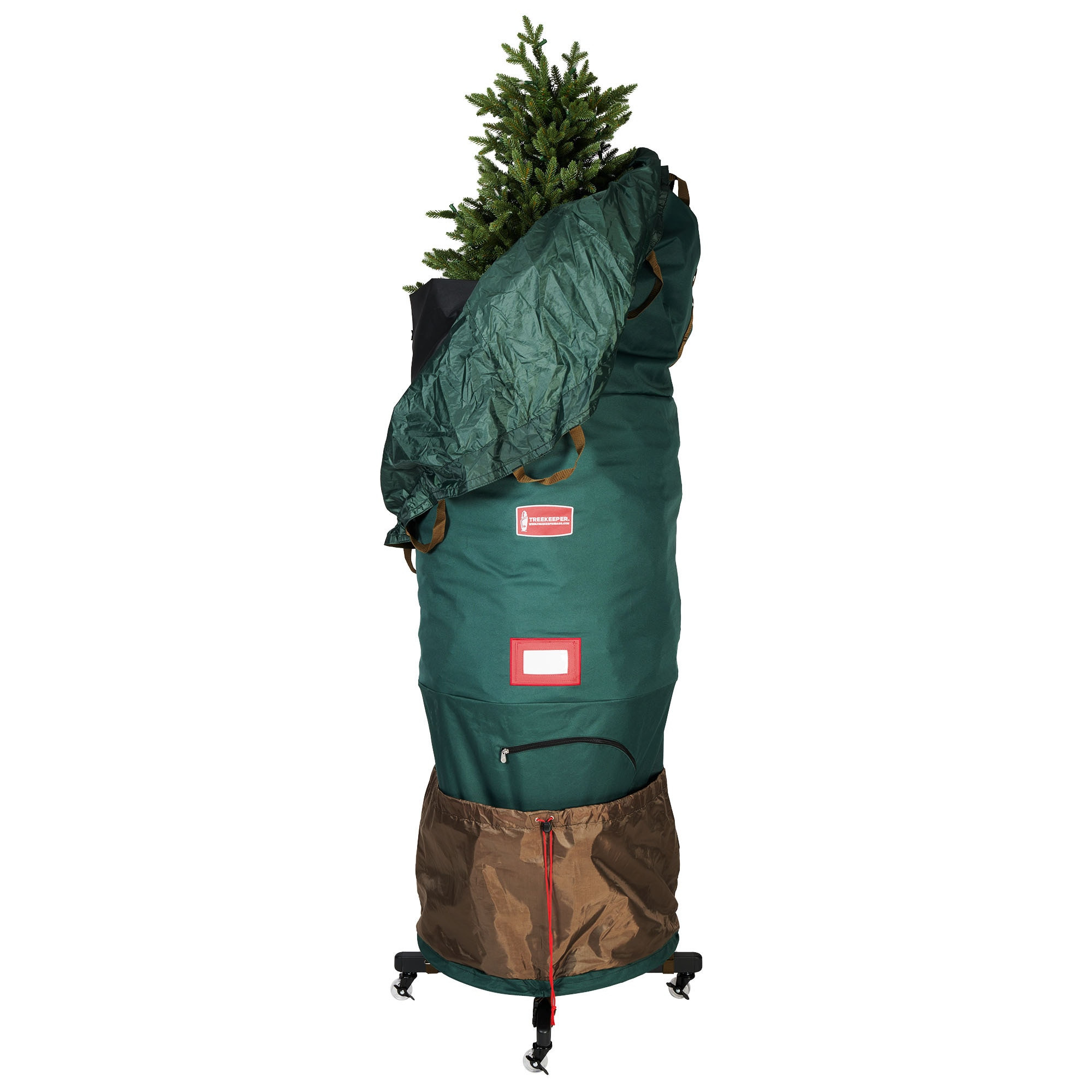 TreeKeeper 33-in W x 95-in H Green Collapsible Rolling Upright Christmas Tree Storage Bag (For Tree Heights 6-ft-9-ft) Polyester | TK-10106 | Lowe's