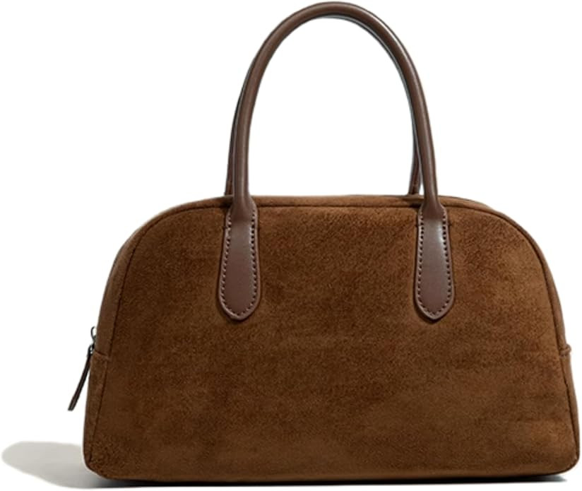 JOLLQUE Suede Handbag for Women,Vintage Top Handle Shoulder Bag,Retro Winter Autumn Work Tote Pur... | Amazon (US)