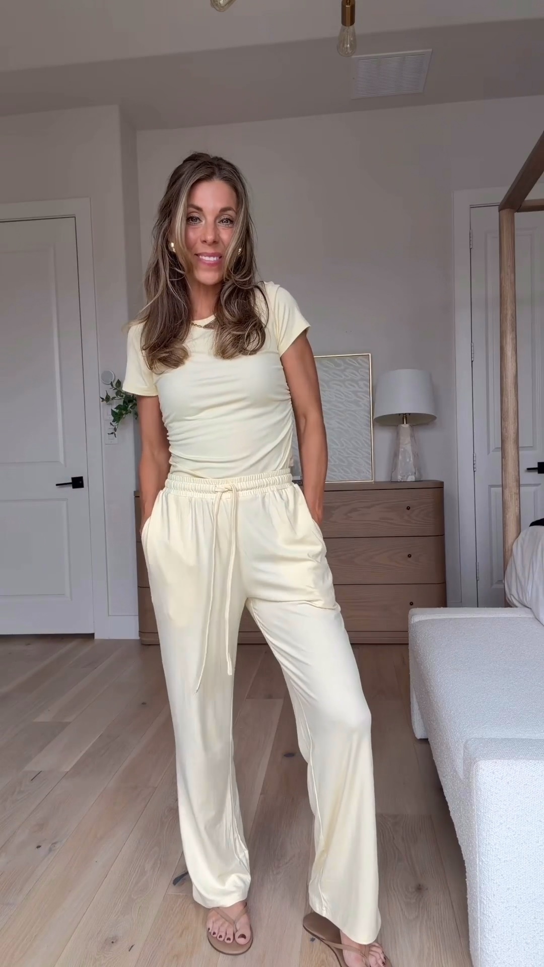 The cutest butter yellow Amazon set that I have in so many styles! The material is so soft and stretchy and I just love these matching sets for around the house and I even wear them out too! Wearing size small 


#LTKootd #LTKmomlife #LTKgrwm