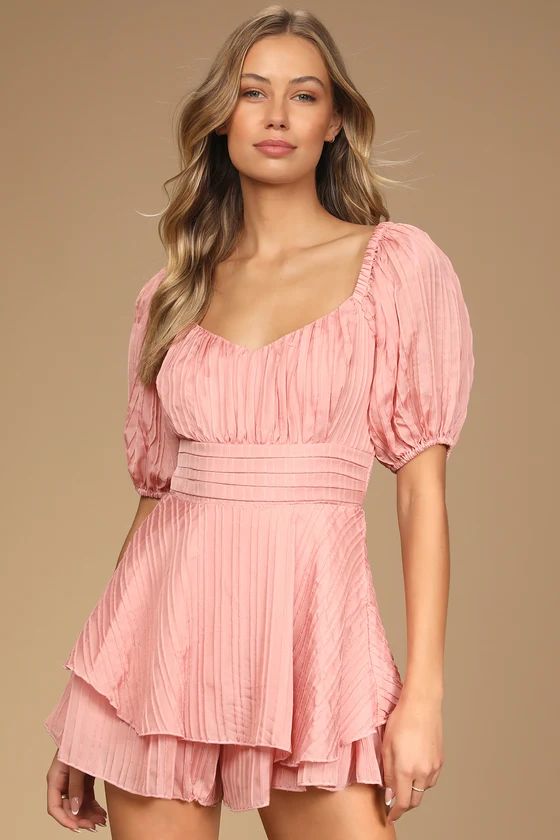 Tiers to You and I Blush Pink Tiered Skort Romper | Lulus (US)