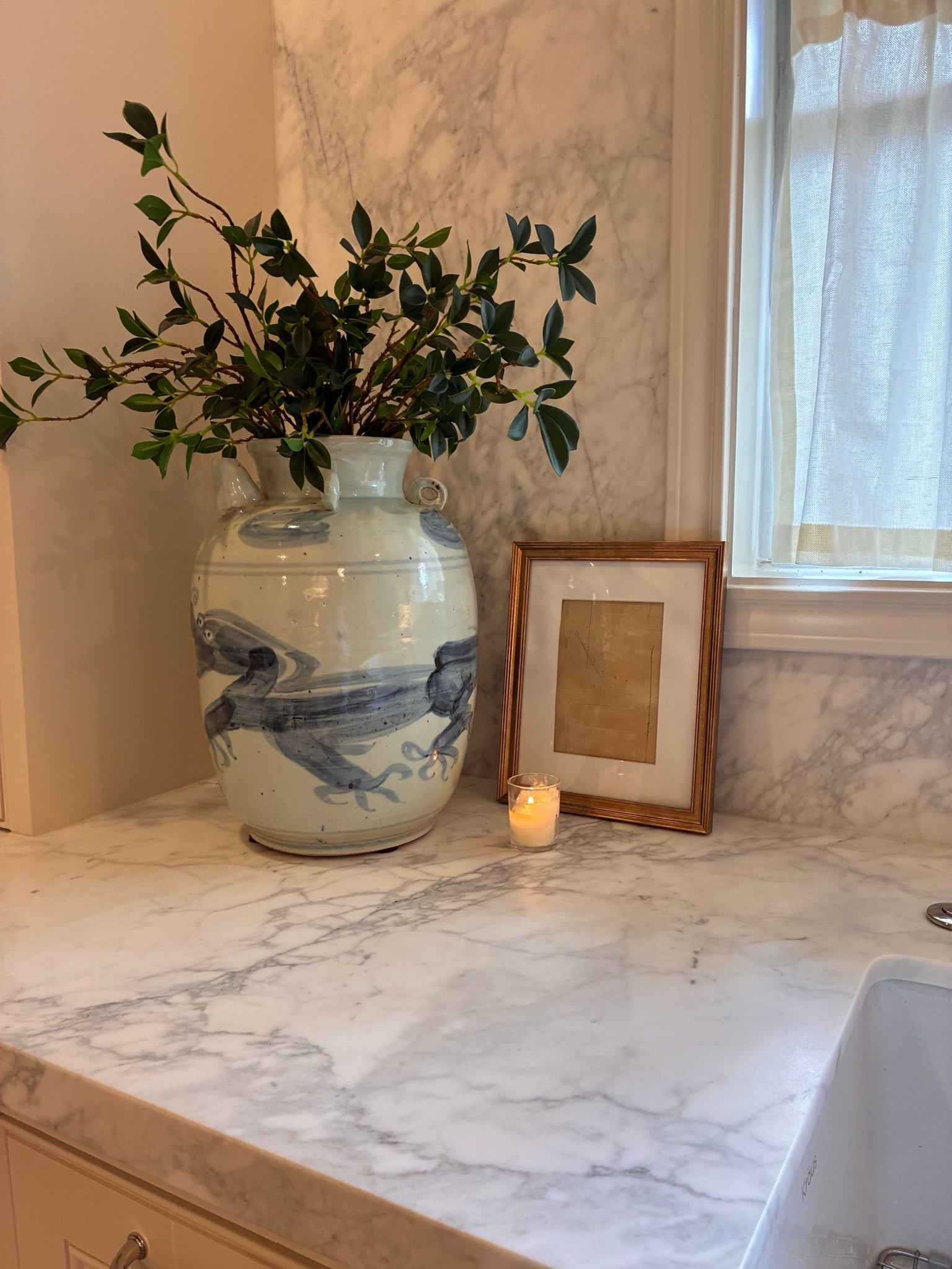 My blue and white vase is currently sold out! I linked some similar options for you guys