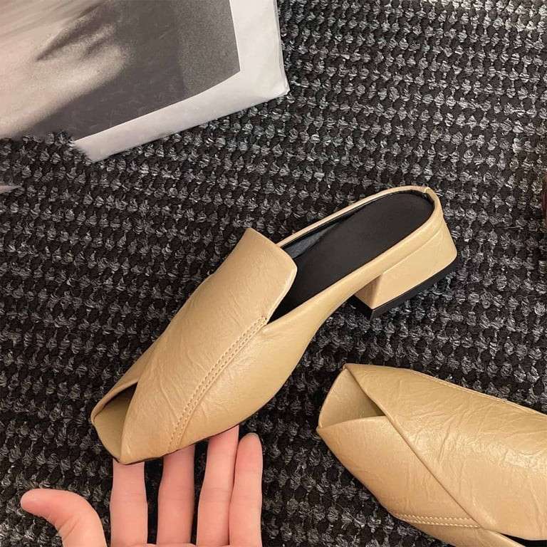 Xucatan Women's Peep Toe Wedge Mules, Slip On Slippers with Low Block Heel, Casual Spring Summer ... | Walmart (US)