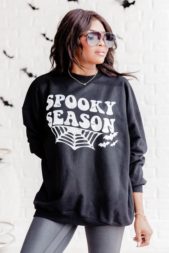 Spooky Season Black Oversized Graphic Sweatshirt | Pink Lily
