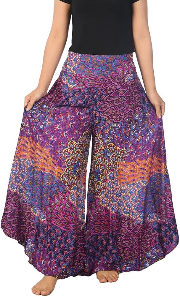 Lannaclothesdesign Palazzo Pants for Women Wide Leg Boho Harem Yoga Pants S M L XL Sizes | Amazon (US)