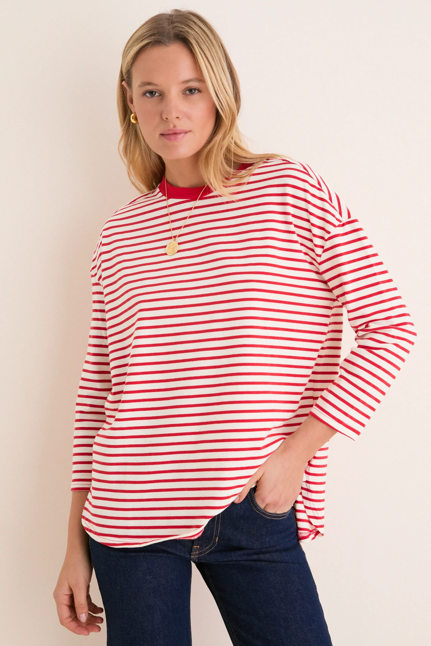 Cherry Striped Knit Popover | Tuckernuck (US)