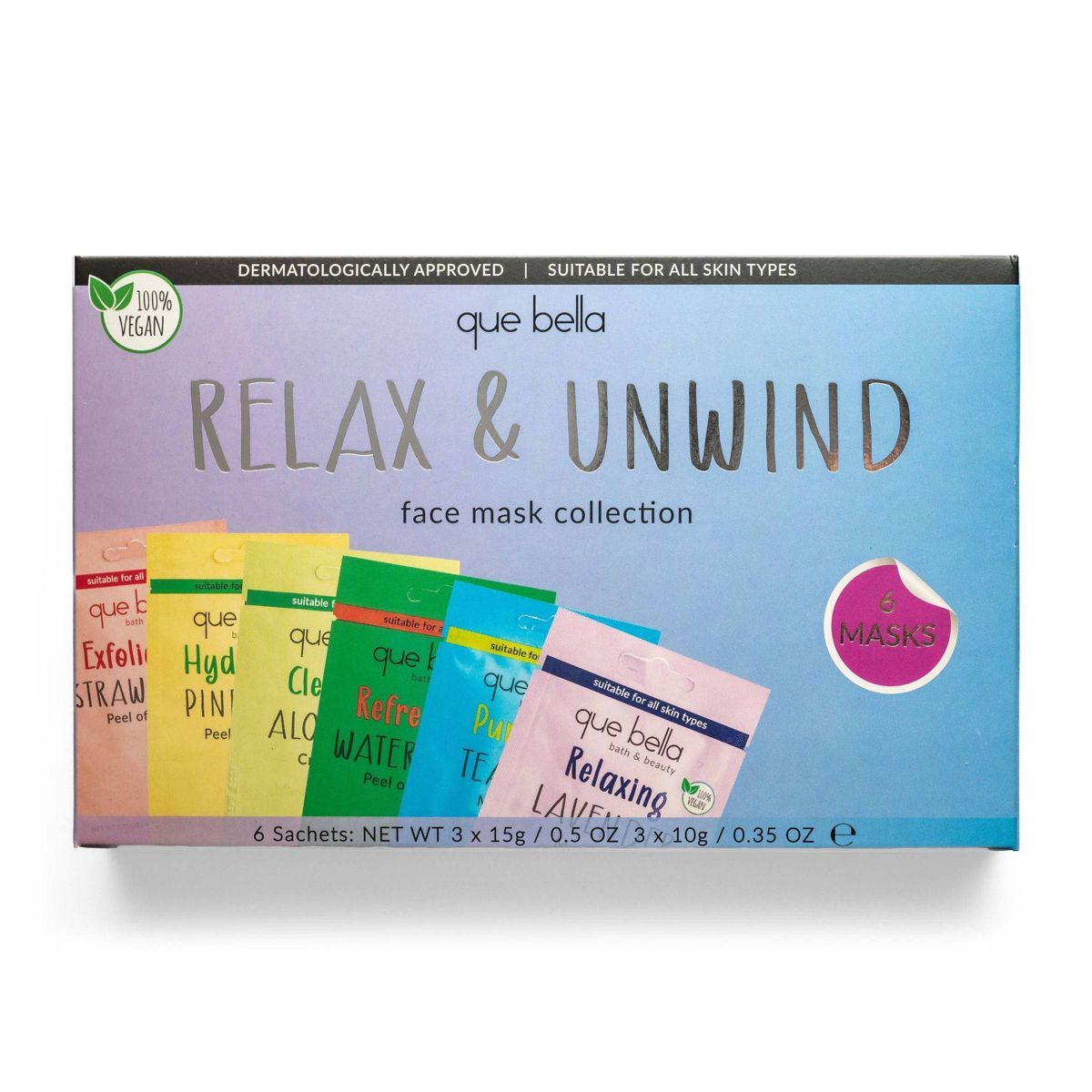 Que Bella Relax & Unwind Face Mask Collection - 6pc | Target