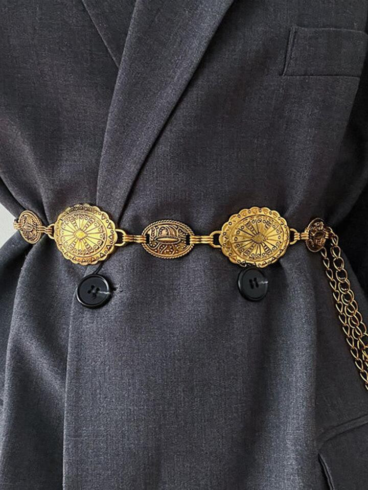 1pc Women Oval Decor Fashionable Chain Belt For Dress Decoration | SHEIN