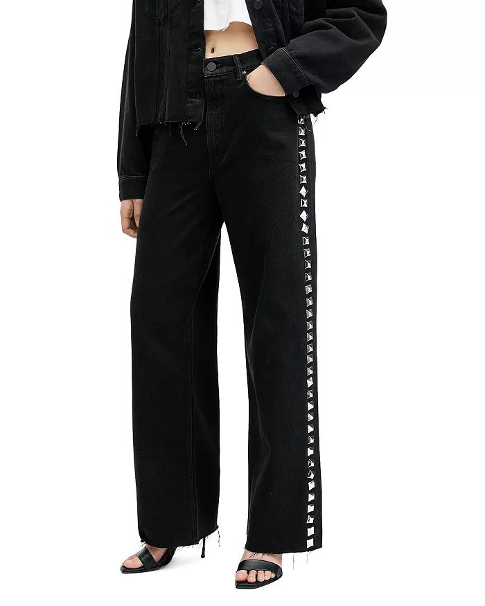 ALLSAINTS Blake Studded High Rise Wide Leg Jeans in Black Back to results -  Women - Bloomingdale... | Bloomingdale's (US)