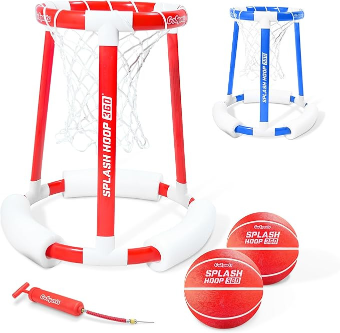 GoSports Splash Hoop 360 Floating Pool Basketball Game - Choose Red or Blue - Includes Hoop, 2 Ba... | Amazon (US)