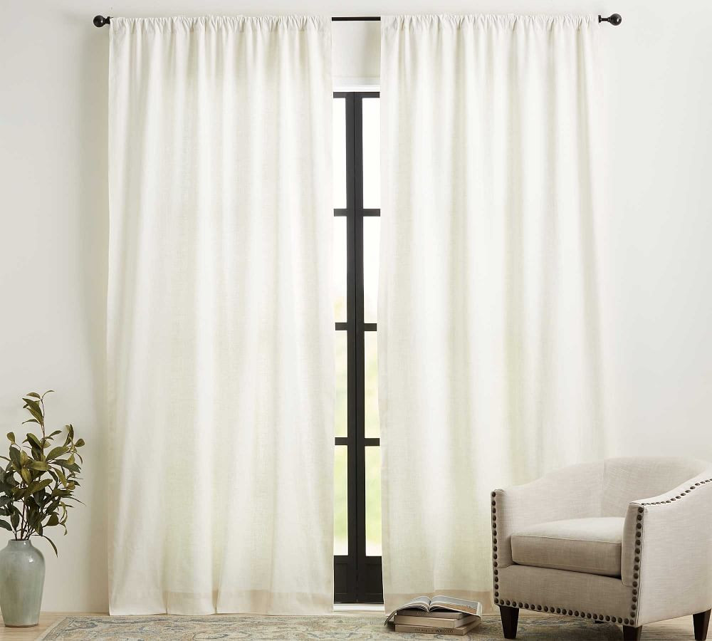 Emery Linen Blackout Curtain, 50 x 84", Ivory | Pottery Barn (US)