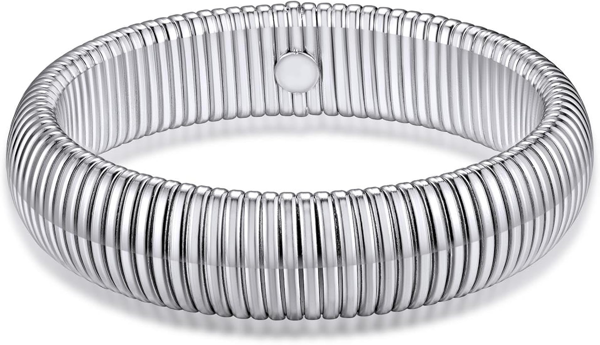 GoldChic Jewelry Stainless Steel Stretch Link Chain Bracelet for Women, Flexible Wide Gold Wristb... | Amazon (US)