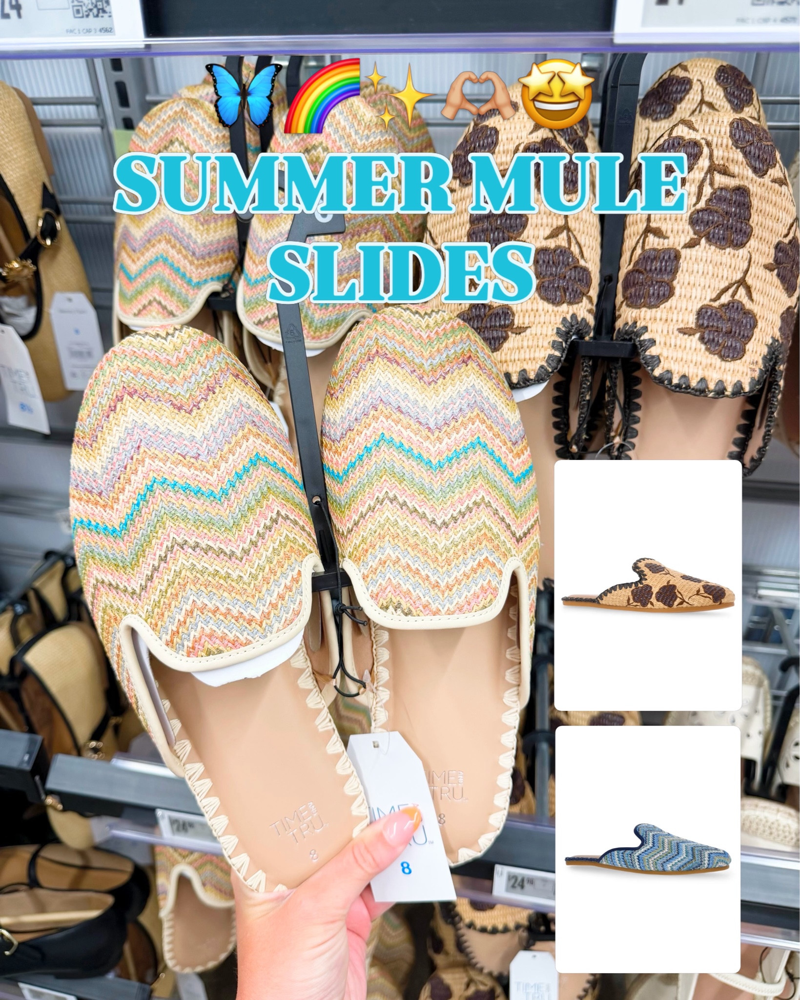 New Walmart arrivals! Summer rattan mules! 🩵💕🌈 Walmart is winning!