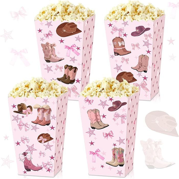 BACH AND BOUJEE 12Pcs Pink Cowgirl Popcorn Boxes Western Cowgirl Birthday Party Decorations Pink ... | Amazon (US)
