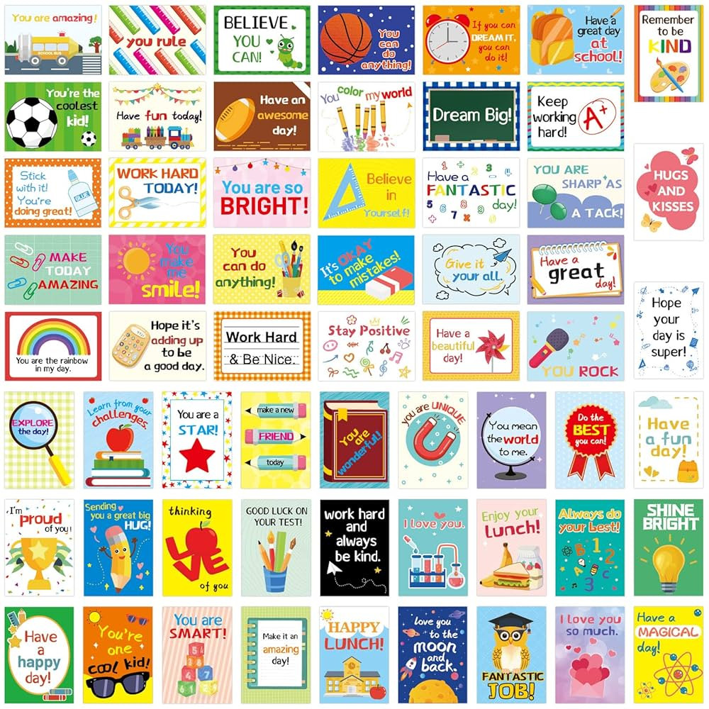 ceiba tree Lunch Box Notes for Kids 60 Pcs Positive Affirmation Love Note Cards for Boys and Girl... | Amazon (US)