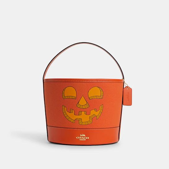 Trick Or Treat Bucket In Signature Canvas With Halloween Pumpkin | Coach Outlet