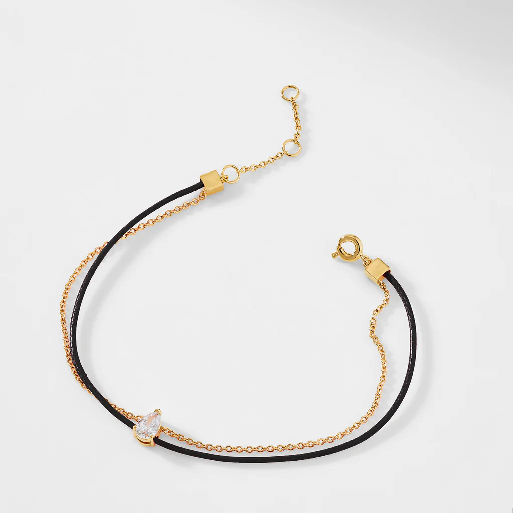 AJOA CHAIN AND BLACK BRAIDED CORD  BRACELET | NADRI