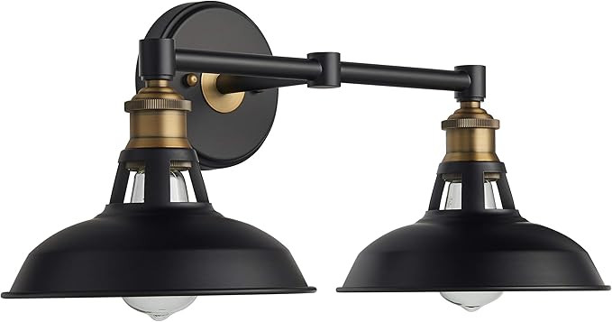 Olivera 2 Light Bathroom Vanity Light | Black and Brass Industrial Wall Sconce with LED Bulbs LL-... | Amazon (US)