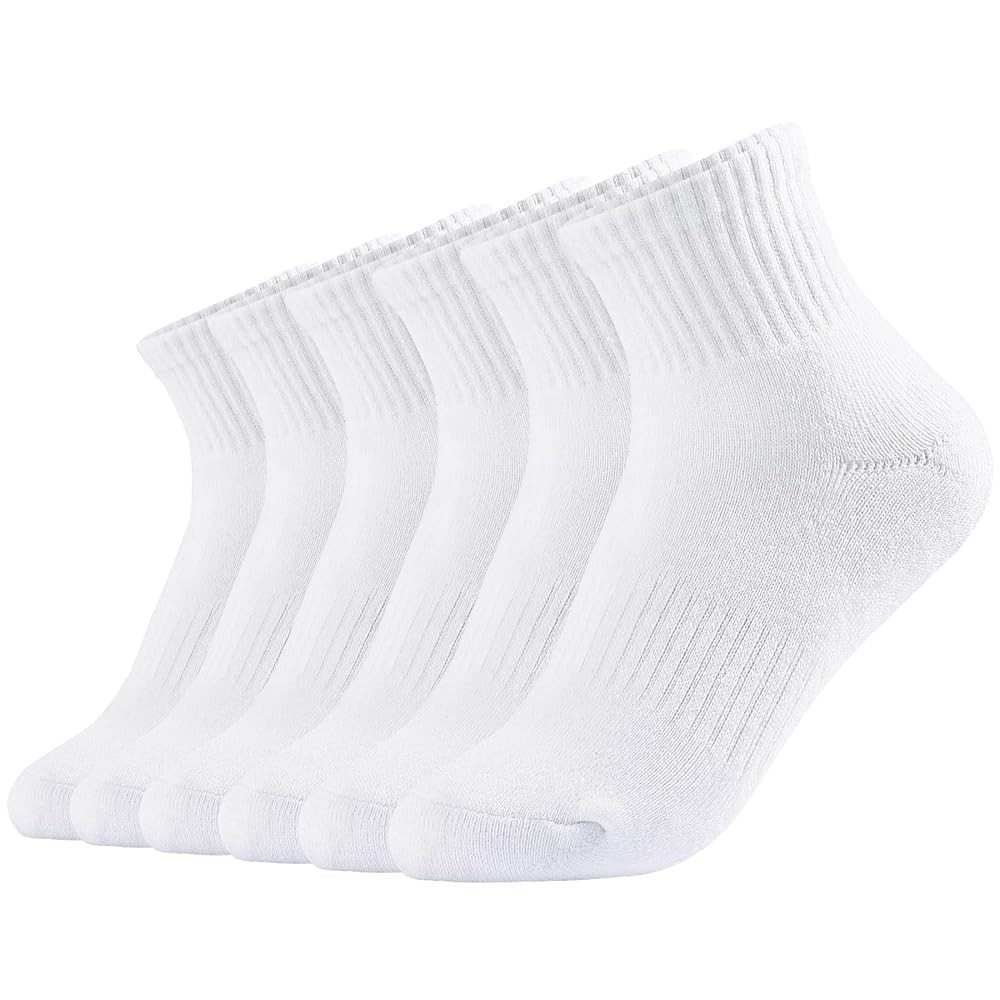 LO SHOKIM Athletic Socks Women Ankle Cushioned Running Socks 6 Pairs Thick Cotton Sports Socks | Amazon (US)