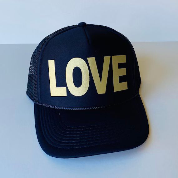 Love Trucker Hat With Gold Font | Etsy | Etsy (US)
