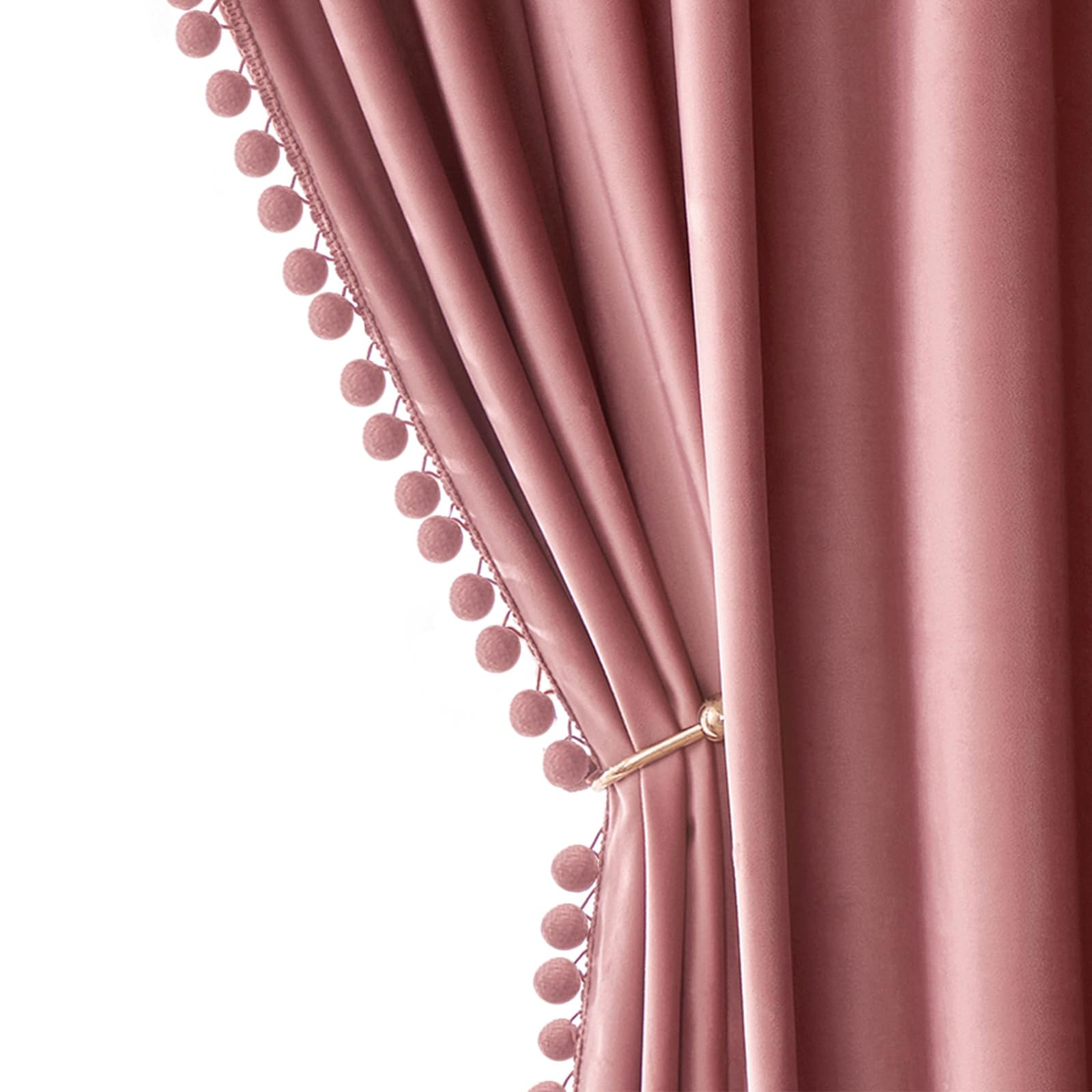 MIULEE Blush Pink Pom Pom Velvet Curtains for Kids Bedroom/Living Room Darkening Thermal Insulati... | Amazon (US)