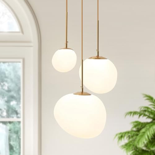 EFPefect 3 Lights Pendant Light for Kitchen Island Modern Globe Cluster Chandelier Ceiling Light ... | Amazon (US)
