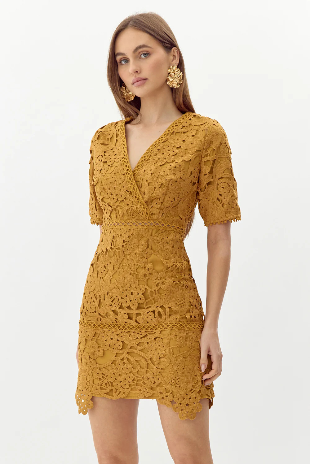 Tasha Scalloped Crochet Lace Mini Dress | Adelyn Rae