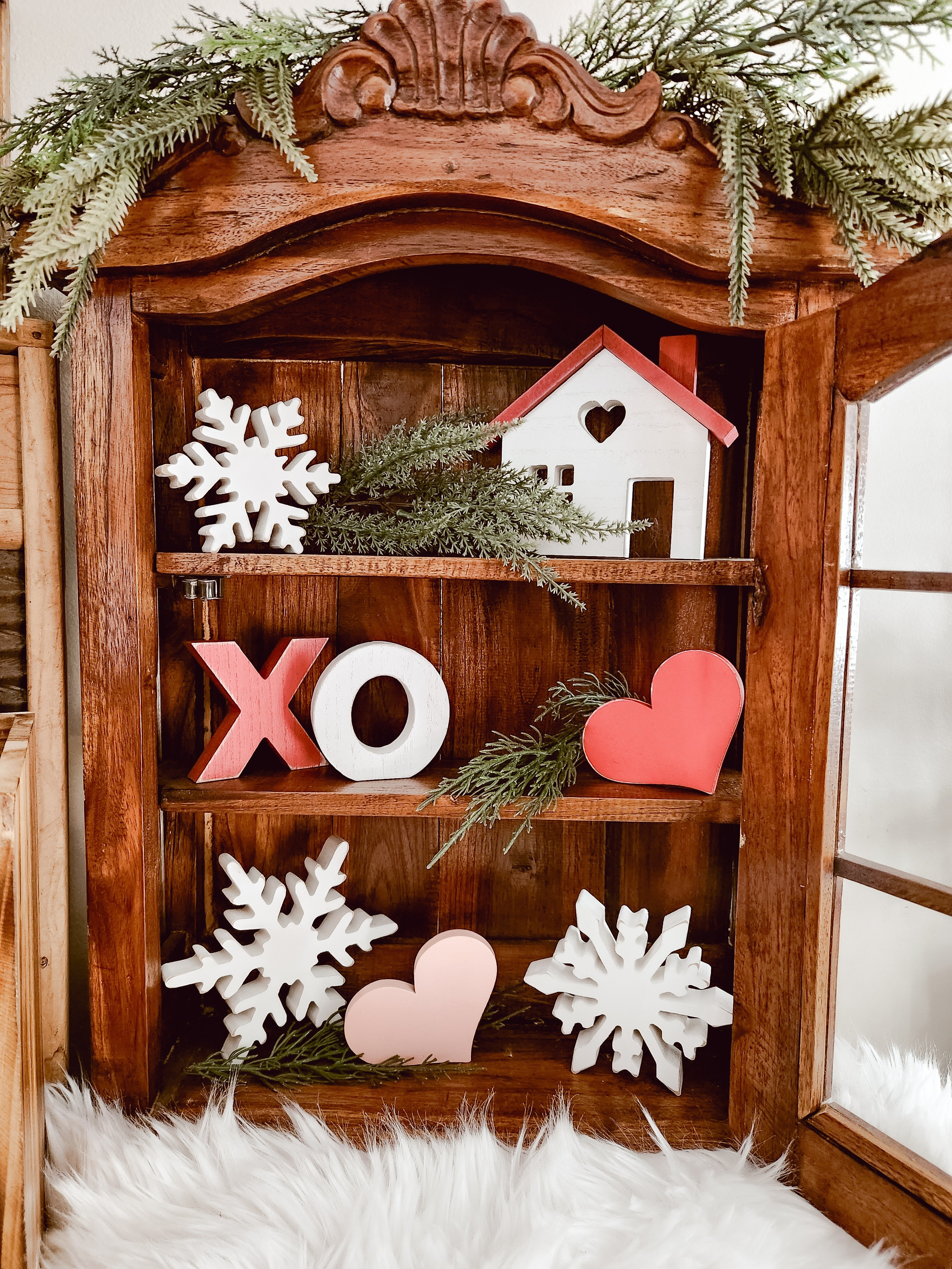 Cozy cottage valentines cabinet styling 💕

#LTKValentine #LTKSeasonal #LTKHome