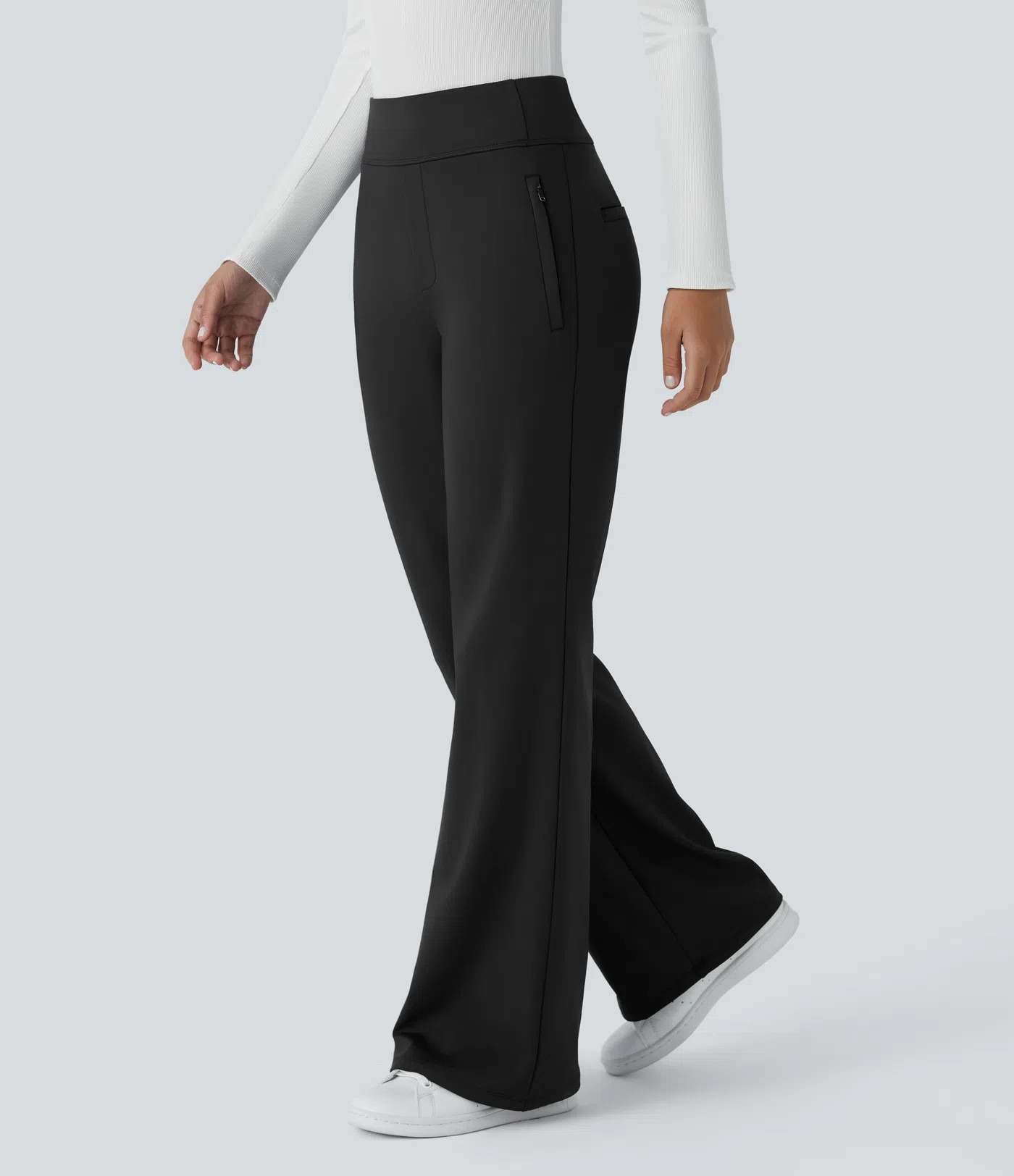 Halara Flex™ DayStretch Mid Rise Side Zipper Pocket Work Flare Pants | HALARA