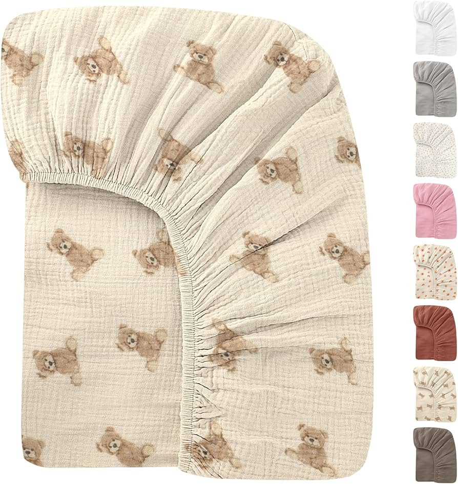 Premium Soft Cotton 52x28 Inches Muslin Crib Sheets Fitted Crib Mattress Sheet for Baby Girls & B... | Amazon (US)
