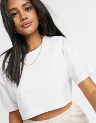 ASOS DESIGN super crop t-shirt in white | ASOS (Global)