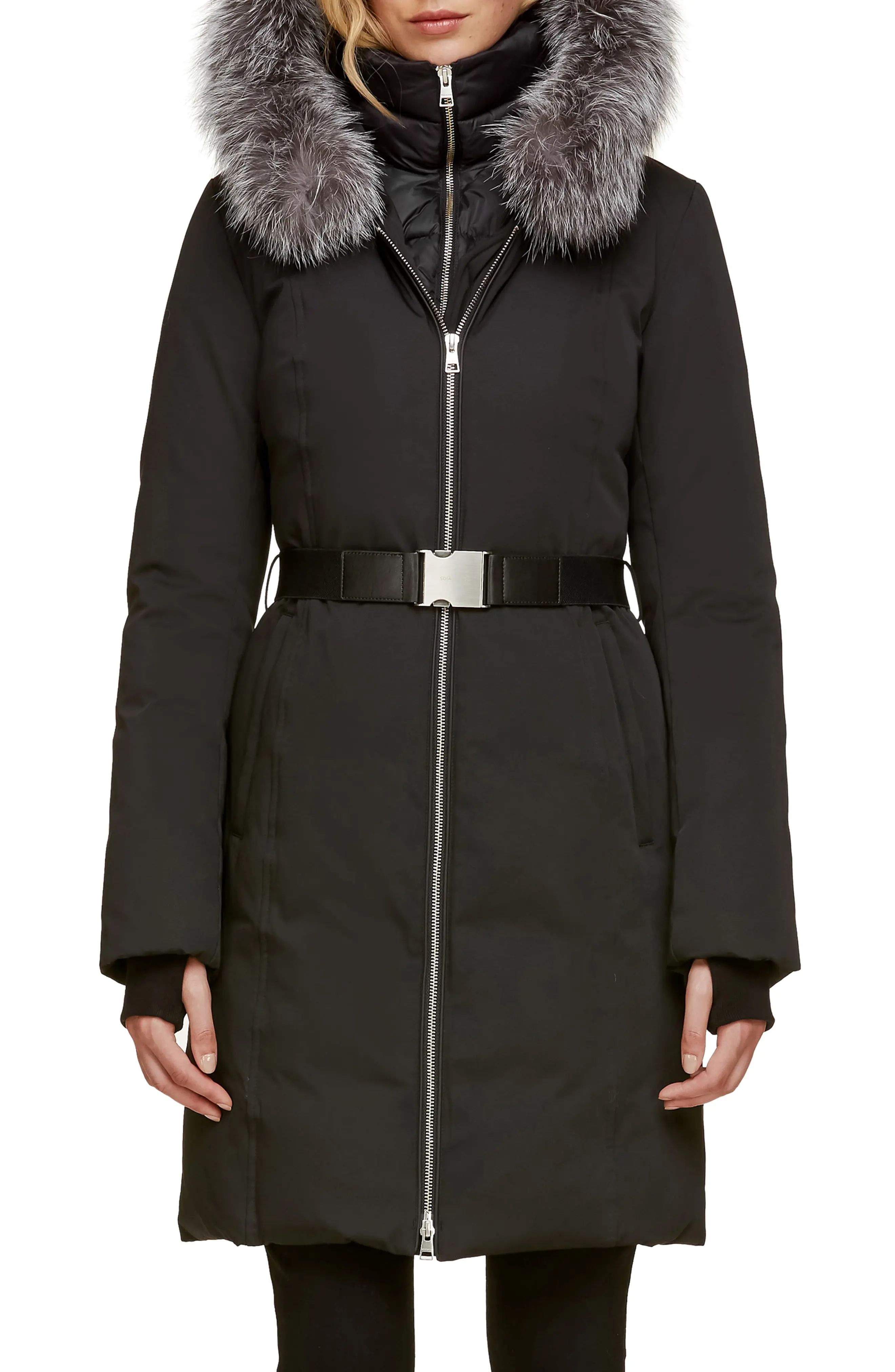 Soia & Kyo Slim Fit Water Resistant Down Jacket with Genuine Fox Fur Trim | Nordstrom