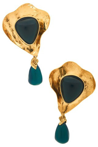 Saint Laurent Drop Earrings in Metallic Gold | FWRD 