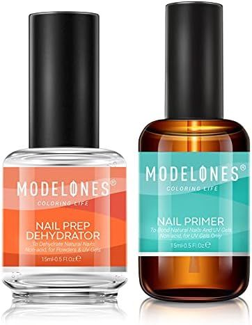 Modelones Gel Nail Polish Primer, Acid Free Natural Nail Prep Dehydrate & Bond Primer, 15ml Nail ... | Amazon (US)