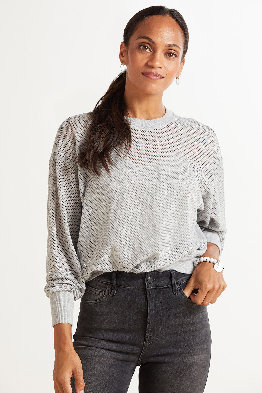 MICHAEL STARS Gigi Mesh Pullover | EVEREVE | Evereve