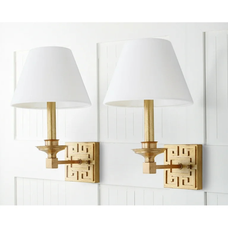 SAFAVIEH Elvira 15 in. High Greek Key Wall Sconce, Gold, Set of 2 - Walmart.com | Walmart (US)