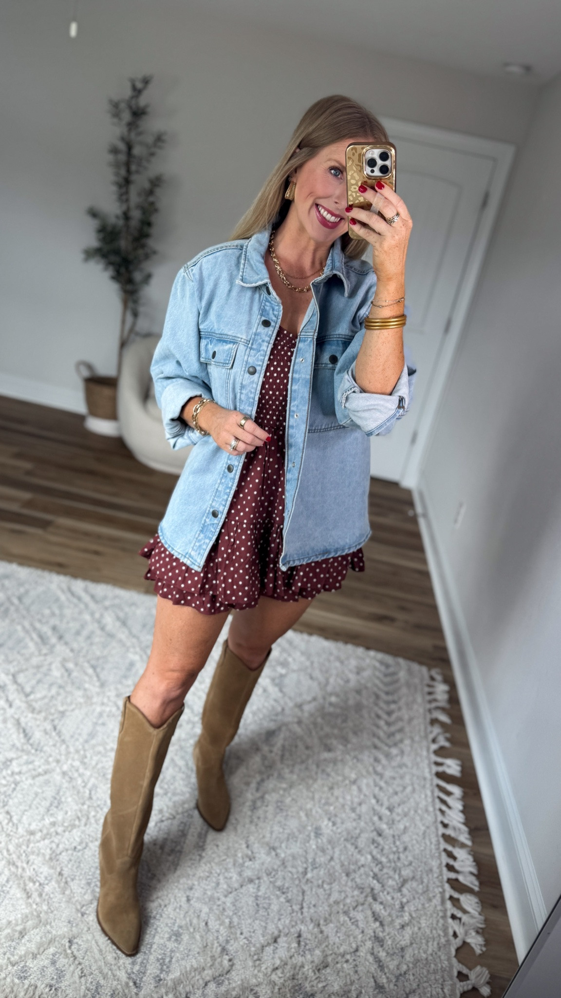 Daily try on, Walmart outfit, Walmart fashion, Walmart style, Walmart try on, polka dot romper, oversized denim shacket

#LTKootd