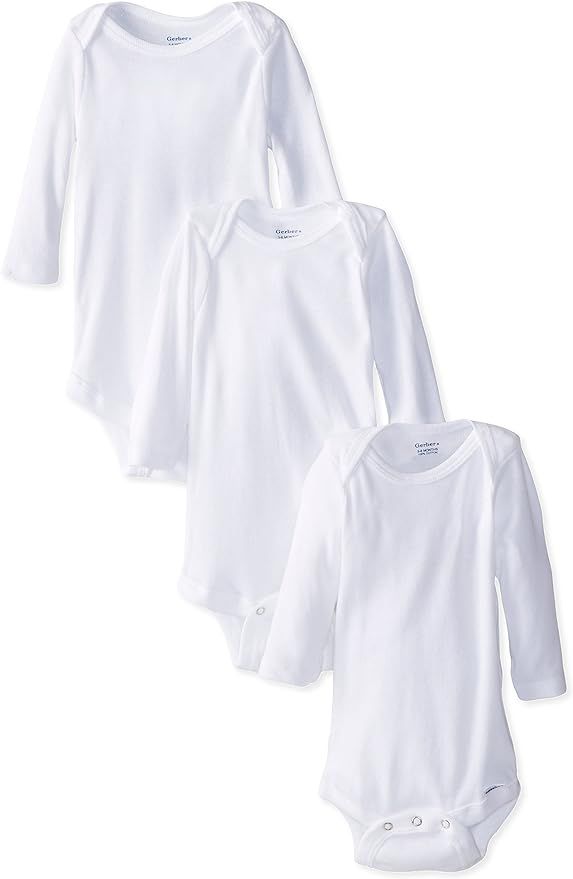 GERBER Baby Girls' 3-Pack Long-Sleeve Onesies Bodysuit | Amazon (US)