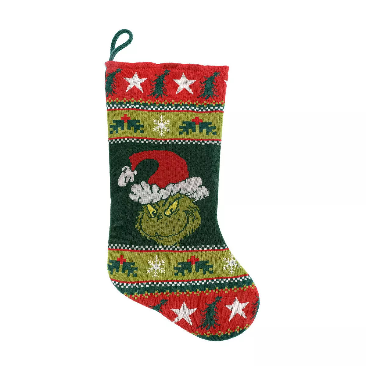 19" Dr. Seuss The Grinch Knit Christmas Holiday Stocking | Target