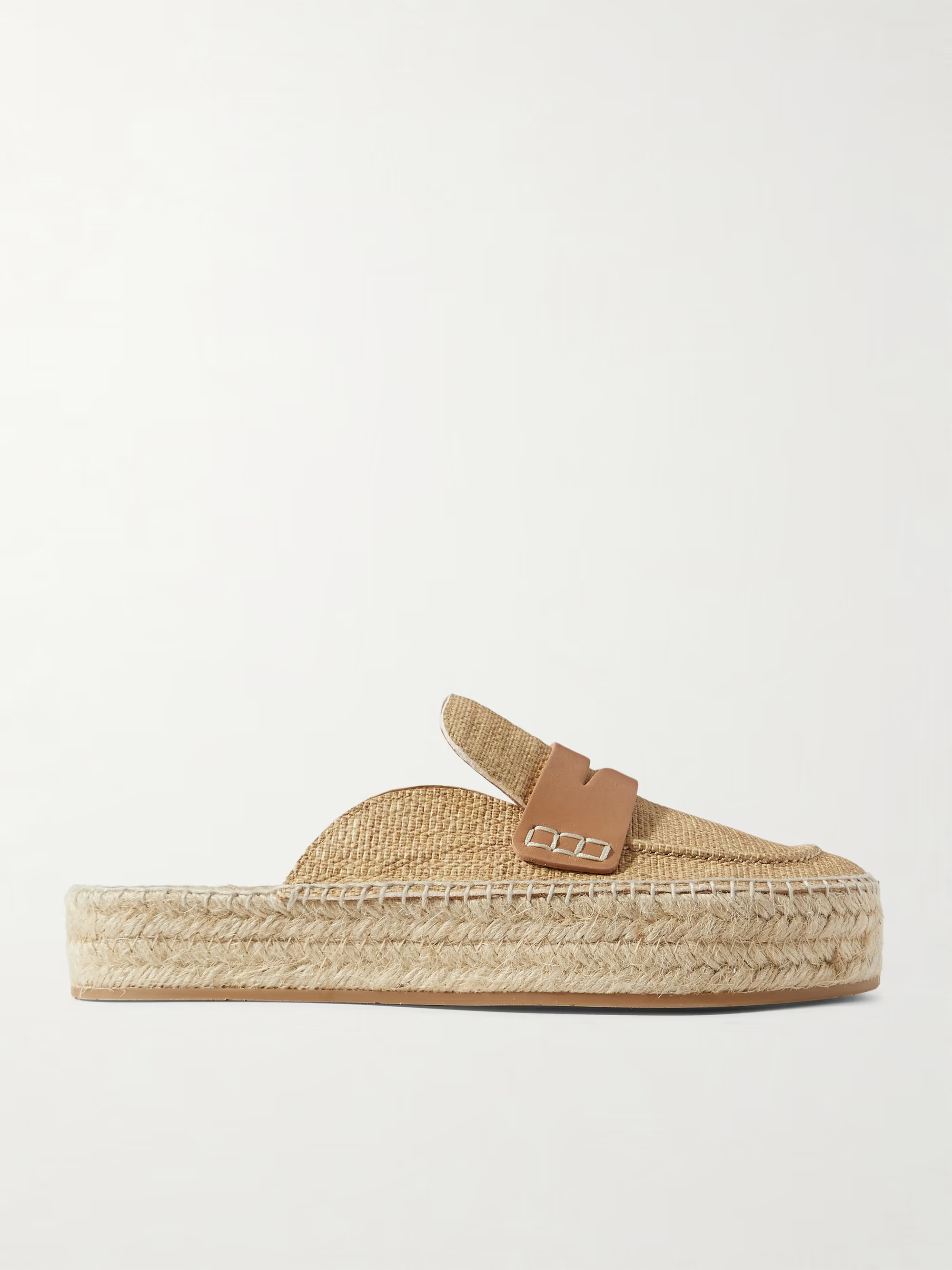 Printed textured-leather espadrille mules | NET-A-PORTER (US)