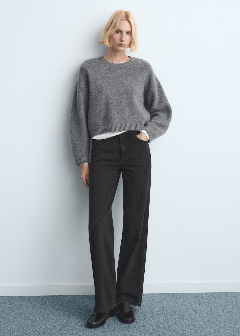 Danila high-waisted wide-leg jeans black denim - Woman - 20 - MANGO | Mango (US/MX/AU)