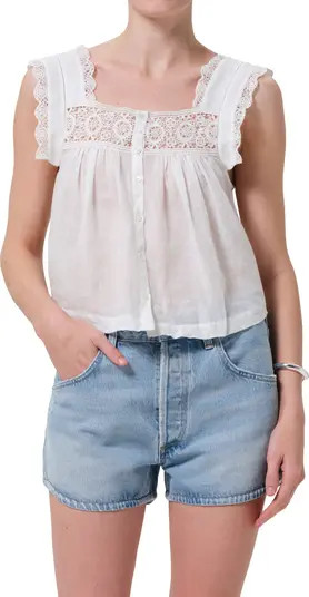 Citizens of Humanity Mia Lace Inset Babydoll Top | Nordstrom | Nordstrom