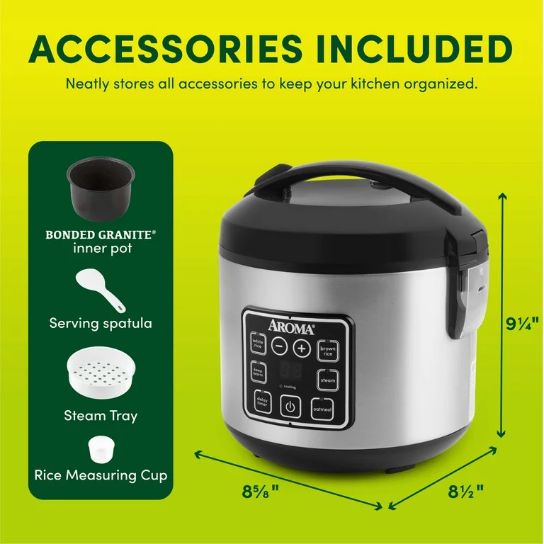 AROMA® 8-Cup Digital Rice Cooker & Food Steamer with Bonded Granite® Nonstick Ceramic | Walmart (US)