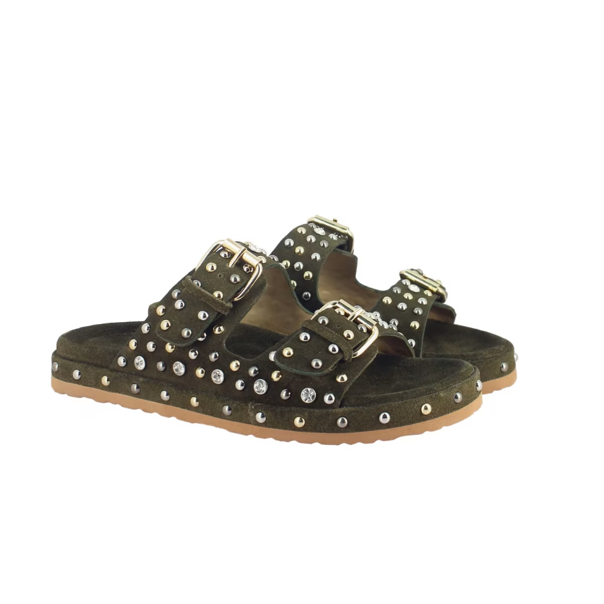 Chloe Suede Green Sandals | Wolf & Badger (US)