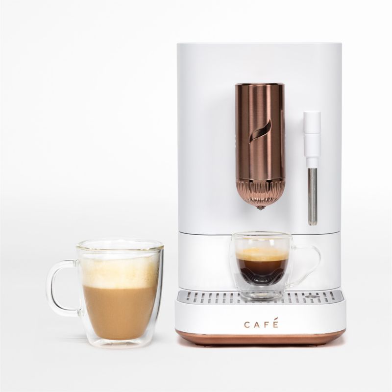 GE Cafe Matte White Affetto Automatic Espresso Machine + Reviews | Crate & Barrel | Crate & Barrel