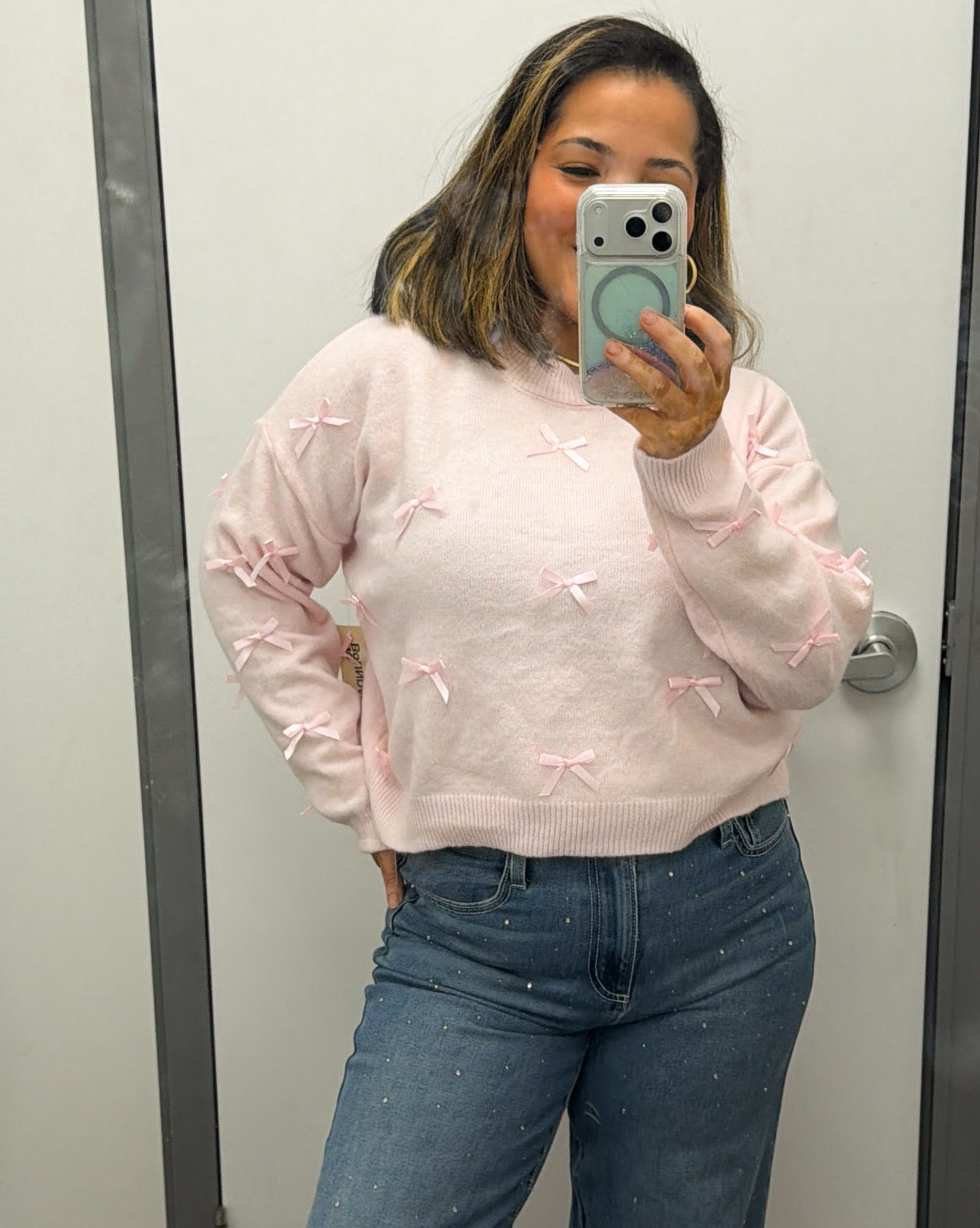 Adorable Walmart bow sweater I’ve been seeing everywhere! Wearing a size medium 

#LTKPetite #LTKMidsize #LTKFindsUnder50
