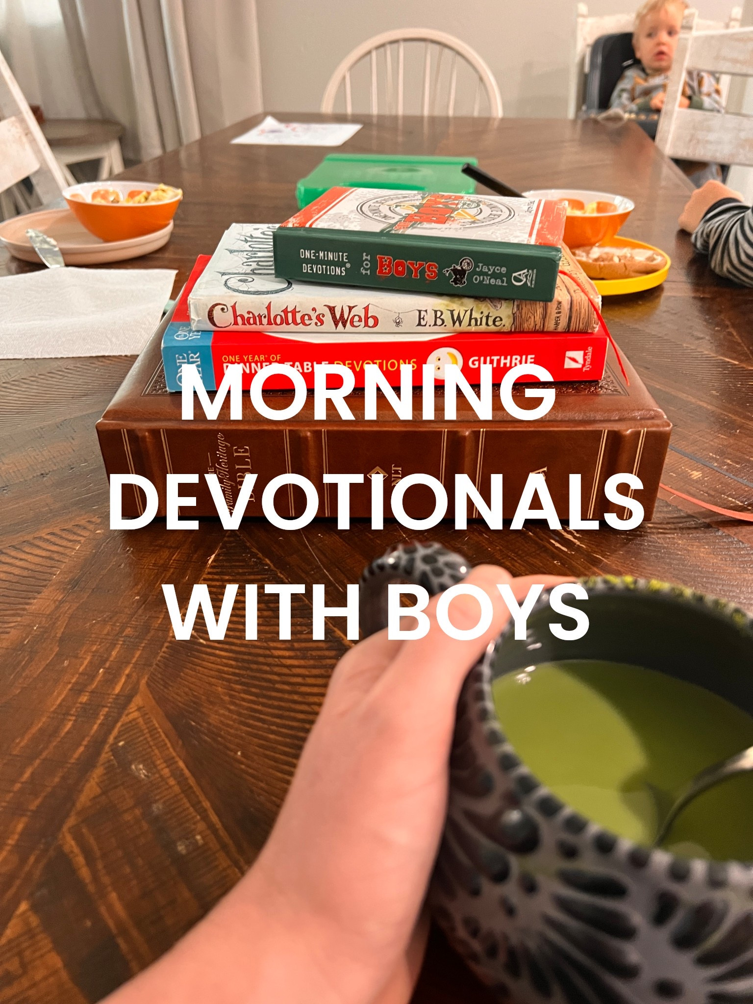 The very best morning devotionals with boys! We do our devotionals with breakfast and have so many great options to choose from in our home library. 

Right now we are loving Dinner Table Devotionals because they are suited for the entire family to engage and provide answers. We use our family Bible to look up the scripture quoted. We also love the When Wrong Seems Right devotional book for the older boys! 

Our family Bible has been a great addition to read, highlight, and take notes if something in the devotional stood out!  

#LTKKids #LTKFamily