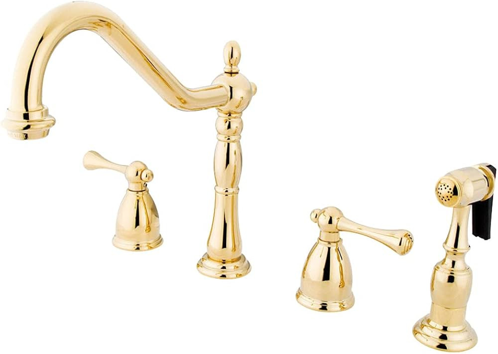 Kingston Brass KB1792BLBS Heritage Widespread Kitchen Faucet with Brass Sprayer, 8-1/4-Inch | Amazon (US)