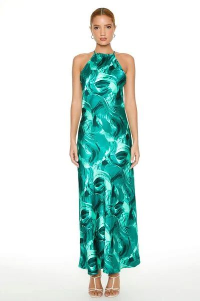 Satin Abstract Print Maxi Dress | Forever 21