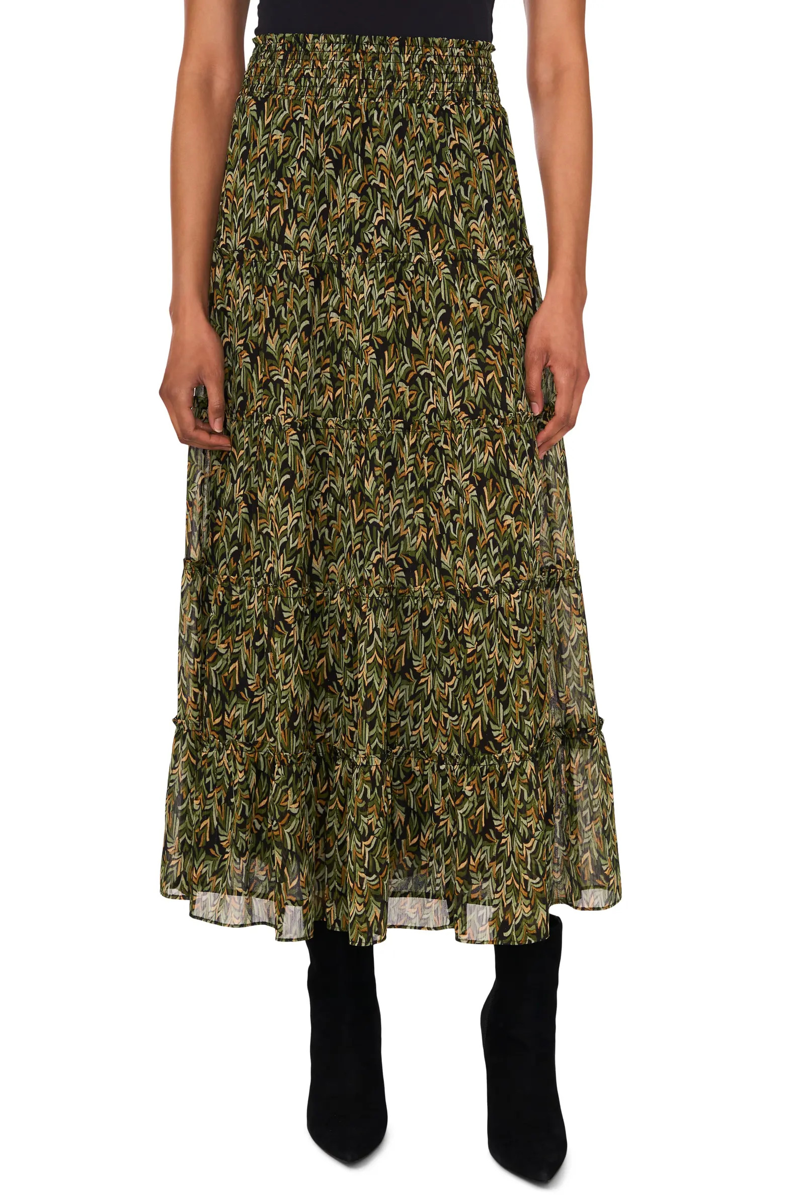 V-Print Georgette Tiered Skirt | Nordstrom