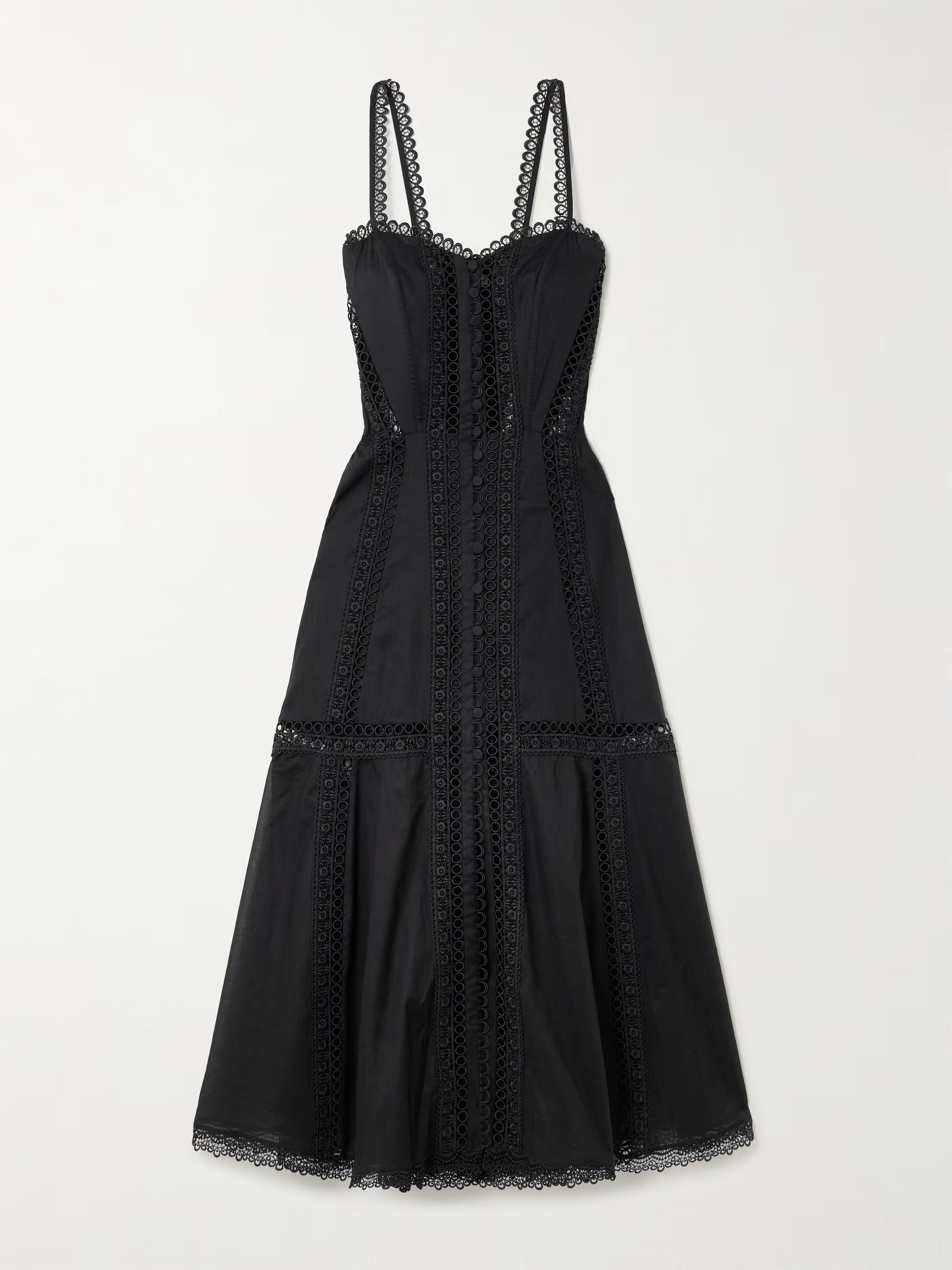 Dafelle scalloped guipure lace-trimmed cotton-blend voile midi dress | NET-A-PORTER (US)